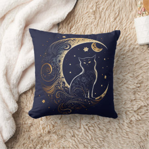Cojín Decorativo Luna de gato místico - Regalo celeste