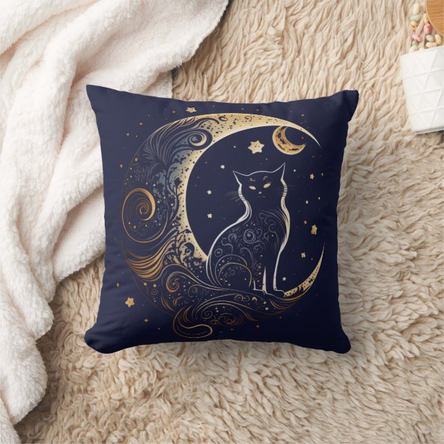 Cojín Decorativo Luna de gato místico - Regalo celeste (Manta)