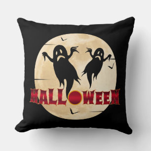 Cojín Decorativo Luna de Halloween Silueta Fantasmas Murciélagos