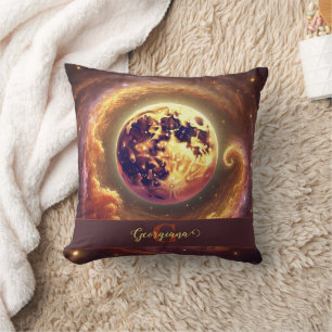 Cojín Decorativo Luna de la Galaxia otoñal personalizada