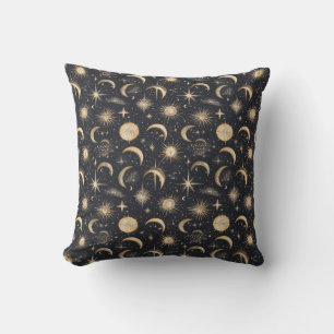 Cojín Decorativo Luna de Sol Celestial y Cielo Nocturno de Estrella