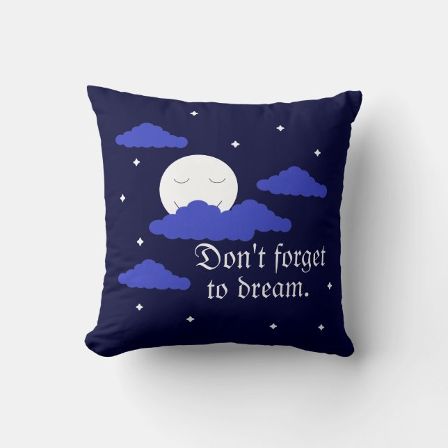 Cojín Decorativo Luna estrellada con nubes: Azul oscuro (Anverso)
