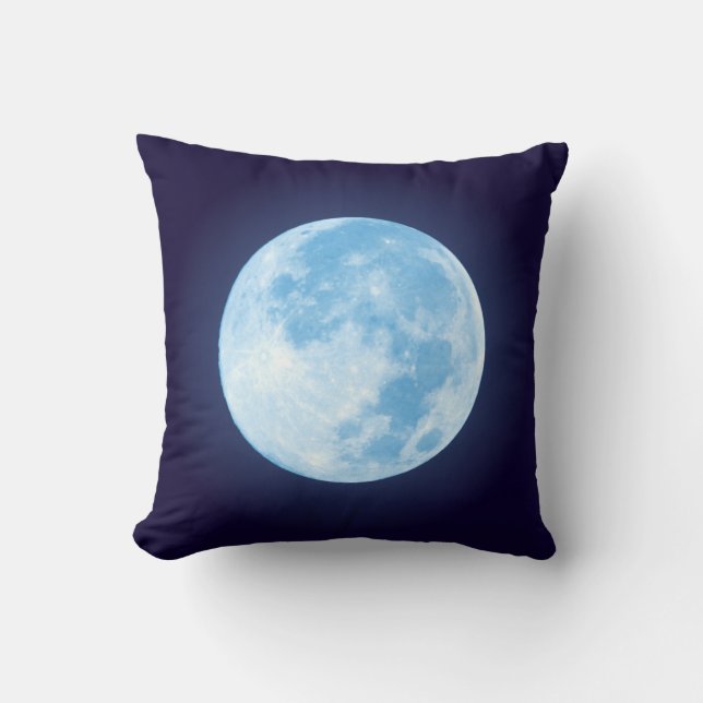 Cojín Decorativo Luna Llena azul (Anverso)
