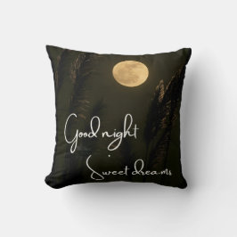 Cojín Decorativo ​ Luna Llena Buenas Noches Dulces Sueños Negro Tir