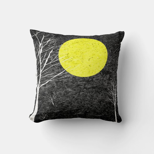 Cojín Decorativo Luna llena de noche | Pintura abstracta (Anverso)