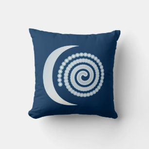 Cojín Decorativo Luna plateada en espiral sobre índigo