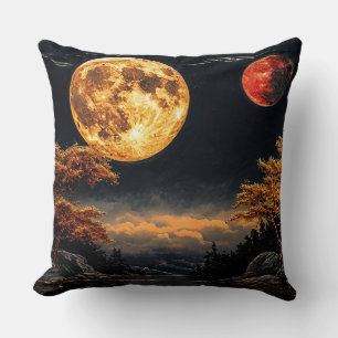 Cojín Decorativo Luna roja sobre un lago