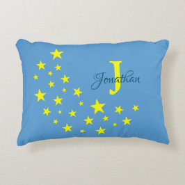 Cojín Decorativo Luna Starry de Oro en el bebé Personalizado Azul d