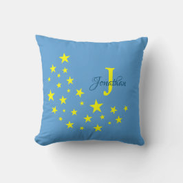 Cojín Decorativo Luna Starry de Oro en el bebé Personalizado Azul d