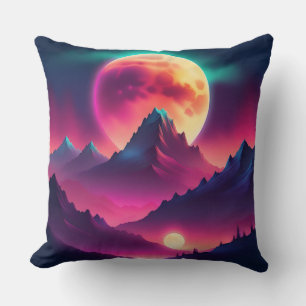 Cojín Decorativo luna surgiendo entre las montañas