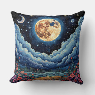 Cojín Decorativo Luna y cielo nocturno