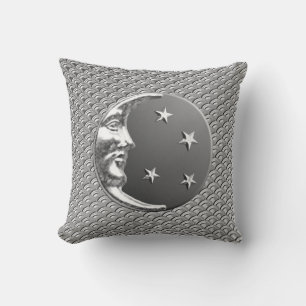 Cojín Decorativo Luna y estrellas Art Deco - Gris/Gris y Plata