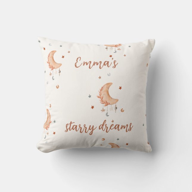 Cojín Decorativo Luna Y Estrellas De Cuidada Acuarela (Anverso)