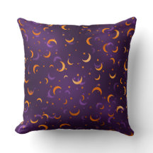 Luna y Estrellas de Oro Púrpura Algodón Halloween