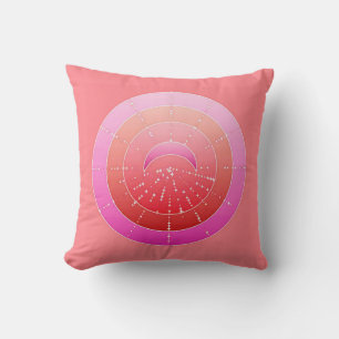 Cojín Decorativo Luna y estrellas Mandala - Rosa de coral y orquíde