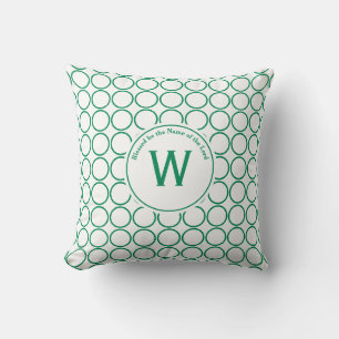 Cojín Decorativo LUNAR DE Puntos Blanco Verde Monograma Personaliza