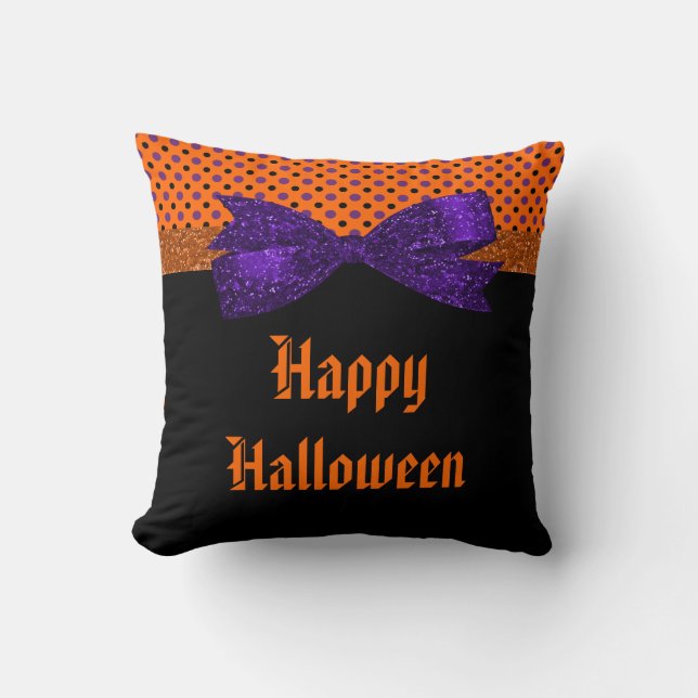 Cojín Decorativo Lunar Halloween negro púrpura anaranjado (Anverso)