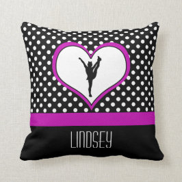 Cojín Decorativo Lunar rosado clásico con monograma de la alegría