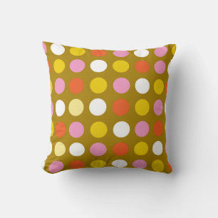 Cojín Decorativo Lunares de colores brillantes. Amarillo, rosa y na