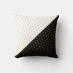 Cojín Decorativo Lunares dorados sobre blanco y negro
