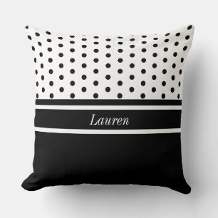 Cojín Decorativo Lunares Elegantes en Blanco y Negro