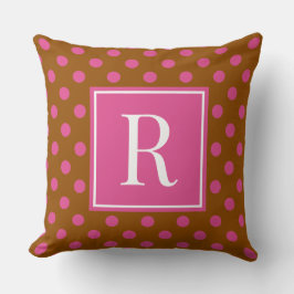 Cojín Decorativo Lunares Groovy - Marrón y Rosa Fucsia