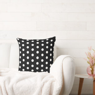 Cojín Decorativo Lunares Patrón Animado Negro Blanco