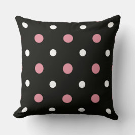 Cojín Decorativo Lunares rosados blancos y negros