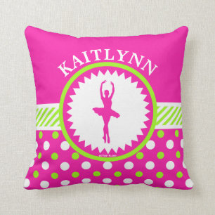 Cojín Decorativo Lunares rosados y verdes del bailarín con