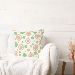 Cojín Decorativo Lunares Verde Naranja Plateado