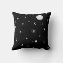 Lunas negras y blancas y estrellas