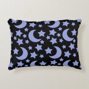 Cojín Decorativo Lunas y Estrellas de Lavanda Patrón Celestial