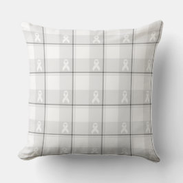 Cojín Decorativo Lung Cancer Awareness Plaid White Ribbon