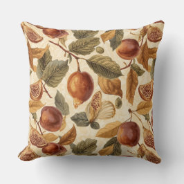 Cojín Decorativo Lush Plums & Fig Leaves Throw Pillow | Gilded