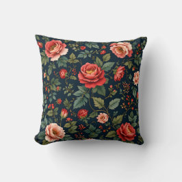 Cojín Decorativo Lush Red Rose Garden Pattern.Moderno exterior