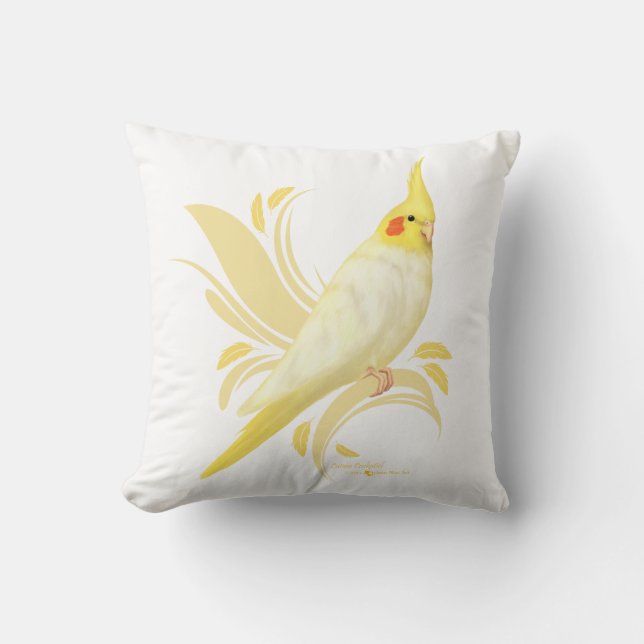 Cojín Decorativo Lutino Cockatiel (Anverso)