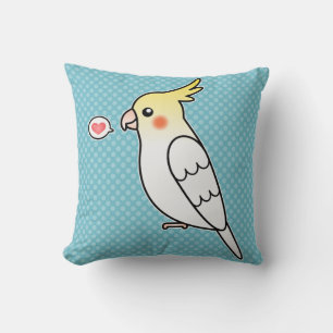 Cojín Decorativo Lutino Dibujo Animado de Cacatúa Amarilla de Loro 