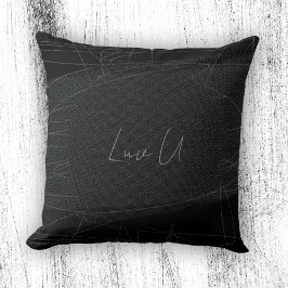 Cojín Decorativo Luv U - Black Trendy Modern Scribble Lines