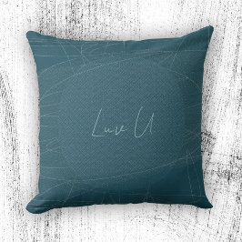 Cojín Decorativo Luv U - Blue Trendy Modern Scribbleds Lines