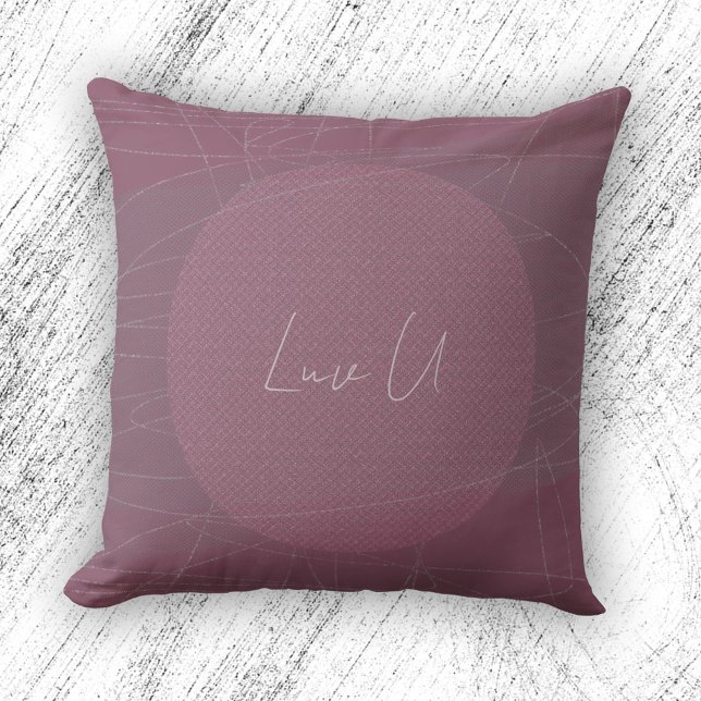 Cojín Decorativo Luv U - Rosa De Líneas Modernas De Fragmento (Luv U - Rose Trendy Modern Scribbled Lines Throw Pillow ©Susanne Sachers - Sunny Mind Design)