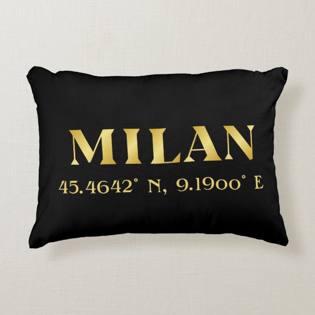Cojín Decorativo Lux Gold Milan Latitude & Longitude Black (Anverso)