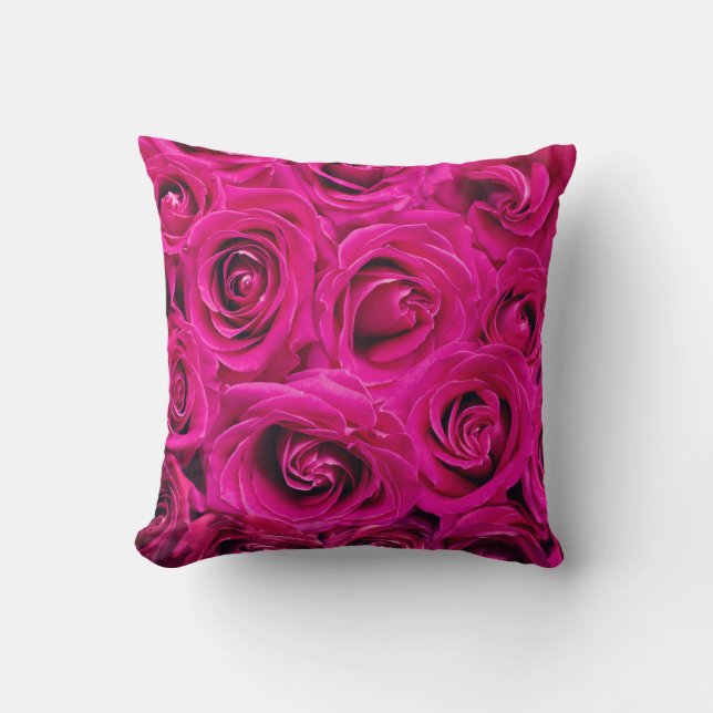 Cojín Decorativo Lux Rosas rosados calientes (Anverso)