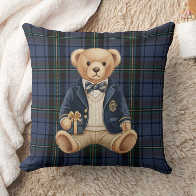 Cojín Decorativo Luxe Preppy Plaid Teddy Bear (Manta)