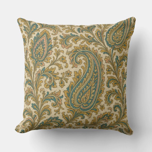 Cojín decorativo LuxeLayers Paisley Elegance Verde (Anverso)