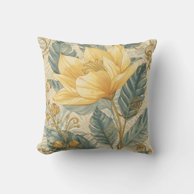 Cojín Decorativo Luxurious, Beautiful Yellow Lemon Flower Pattern (Anverso)