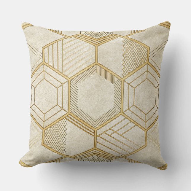 Cojín Decorativo Luxurious Gold Hexagon Pattern - Marble Texture 2 (Anverso)