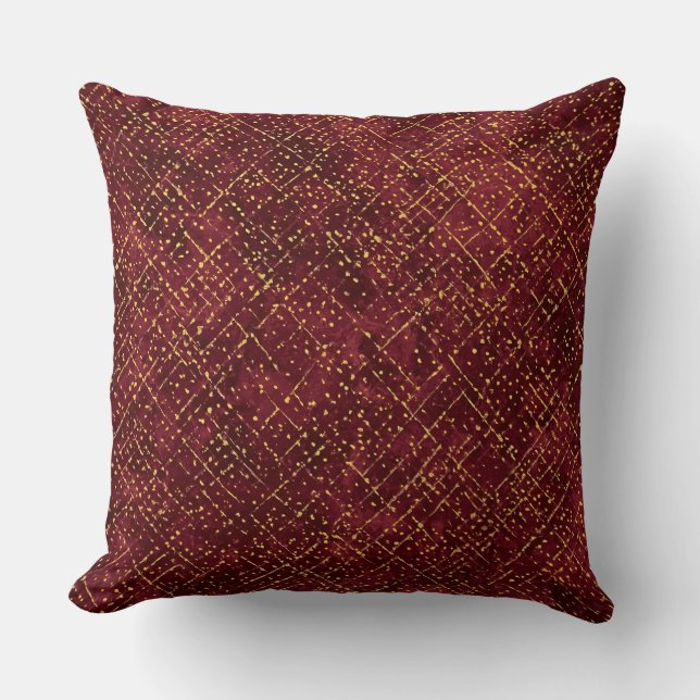 Cojín Decorativo Luxurious Gold Maroon Pixels , Elegant, Modern (Anverso)