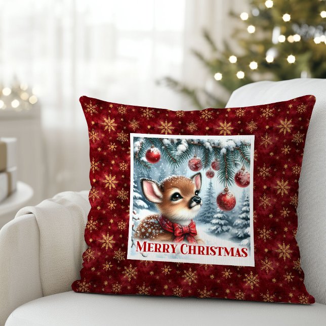 Cojín Decorativo Luxury Baby Deer Snowy Forest Kids Gift Christmas  (Luxury Baby Deer Snowy Forest Kids Gift Christmas Pillow

)