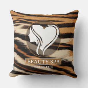 Cojín Decorativo Luxury Beauty Spa Logo Elegant Tiger Print Salon