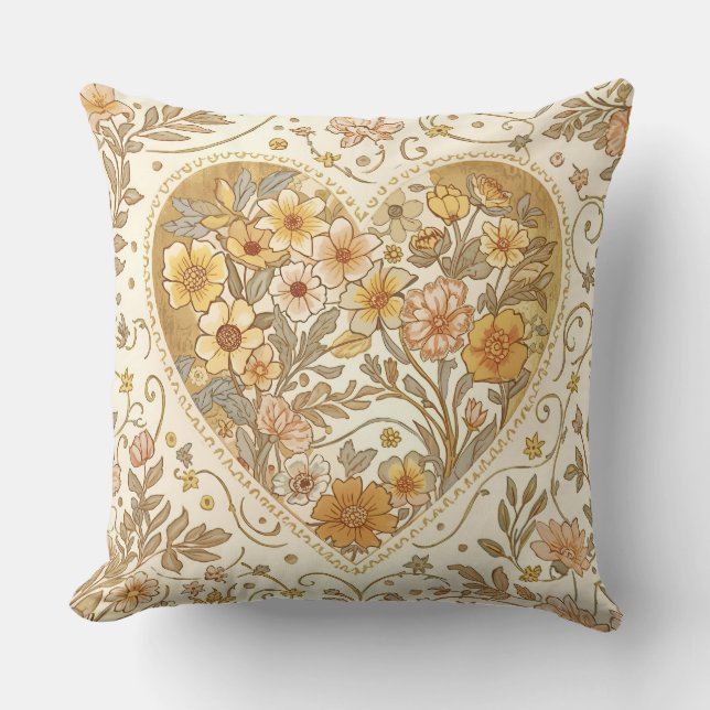 Cojín Decorativo Luxury, , Beigi Gold ,Love Heart , Valentine's Day (Anverso)